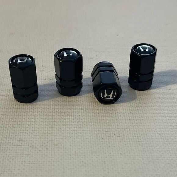 Honda Logo valve Stem caps in Black set of 4 NWT - Picture 3 of 5
